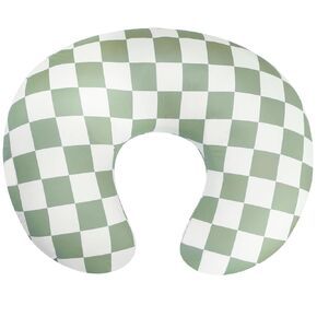 Nursing Pillow Cover, Ultra Soft Case for Baby Boy and Girls, Stretchy Removable Slipcover for Breastfeeding Pillows, Sage Green Checkerboard Grid