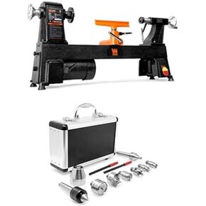 WEN 4.5-Amp 12-Inch by 18-Inch 5-Speed Benchtop Wood Lathe and 9-Piece MT2 Wood Lathe Drive and Live Center Kit (LA3424, LA0009)