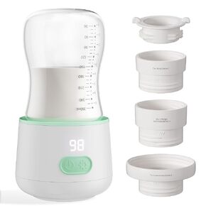 Portable Bottle Warmer for Travel, Baby Bottle Warmer for Breastmilk with Fast Heating, Safety Material, Leak-Proof, Precise Temperature Control, 4 Adapters for Most Bottles (White)