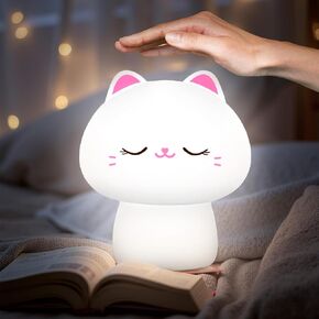 Huggwaii Squishy Axolotl Night Light for Kids, Dimmable Silicone Kids Night Light with 4 White Noise, 2025 Upgraded Rechargeable Axolotl Lamp 9H Battery,Toddler Night-light,Girls&Baby Gifts Room Decor
