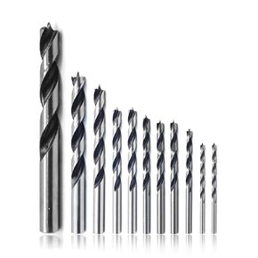 11-Piece Brad Point Drill Bit Set for Woodworking (1/8" to 1/2") - High-Speed Steel HSS Wood Drill Bits with Storage Case