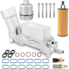 926-959 Engine Oil Cooler Oil Filter Housing Adapter Assembly W/Sensor Gaskets Aluminum Kit For Chrysler 200 300, Dodge Charger Challenger Journey Wrangler Ram 3.6L V6, 926-876 68105583AF 5184294AE