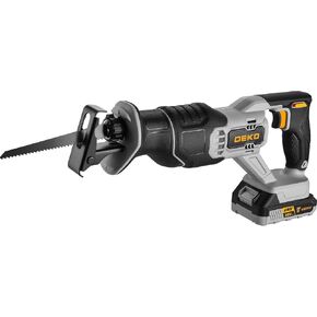 Cordless Reciprocating Saw: DEKOPRO 20V Lithium Ion Power Reciprocating Saw with Battery and Charger, Variable Speed Trigger, 25/32" Stroke Length, 0-2800RPM and 4-5/16" Max for Wood, Metal, PVC
