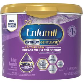 Enfamil Optimum Gentlease Baby Formula, Our Closest Formula to Breast Milk For Fussiness, Crying, Gas & Spit-up, Immune-Supporting Lactoferrin also found in Breast Milk, 19.5 Oz