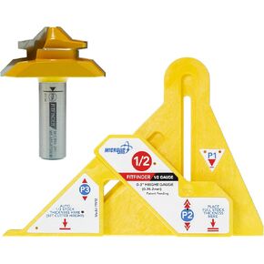 MICROJIG FITFINDER 1/2 Gauge and (R9A) 3/4" Lock Miter Bit with Center Index (1/2" shank) Bundle