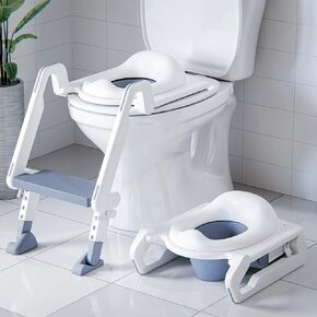 3-in-1 Potty Training Seat with Step Stool Ladder & Detachable Seat for Toddlers, Kids, Boys and Girls, Zero Assembly, Non-Slip, Splash Guard, Multi-Use, Portable