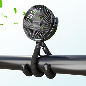 VICTORY & GIFT Portable Stroller Fan Handheld Fan 4 Wind Speeds, 360° Rotatable for Travel/Camping/Treadmill/Car Seat/Bedroom