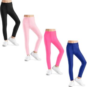 4-Pack Cotton Leggings for Girls Footless Girls Leggings Assorted Colors Comfy Pants for Toddlers