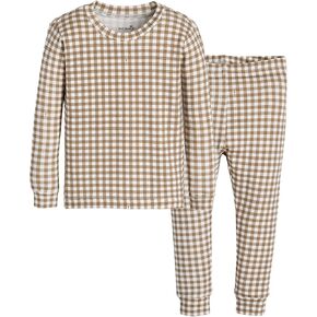 moimoln Plaid Check Soft Cotton Modal 6M-8Y Baby Toddler Long-Sleeve Snug-Fit Pajama Sleepwear Daily