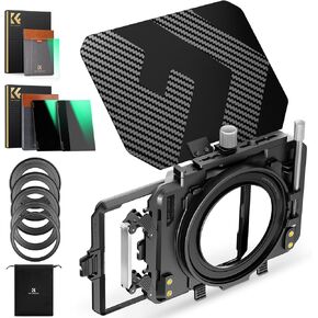 DSLR Camera Matte Box + Square ND0.9 + ND1.8+MC UV (4 Pack) 4'' x 5.65'' Cinema Neutral Density Filters Kit for 67/72/77/82/95mm Lenses