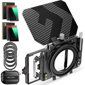 K&F Concept DSLR Camera Matte Box + Square ND0.9 + Square ND1.2 (3 Pack) 4'' x 5.65'' Cinema Neutral Density Filters Kit for 67/72/77/82/95mm Lenses