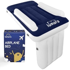 Toddler Airplane Bed - Inflatable Airplane Bed for Toddlers, Plane Baby Seat Extender for Kids - Blow Up Air Mattress for Child Flight Sleep with Safety Belt, Innovative Valves, No Pump Needed