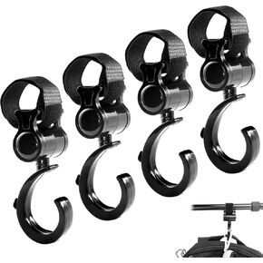 4 PCS Walker Hook Hanging, 360° Rotation Multipurpose Stroller Hooks for Hanging Diaper Bags, Baby Stroller Wheelchair Hanger Clip Accessories, for Walker, Shopping Cart, Car Back Seat
