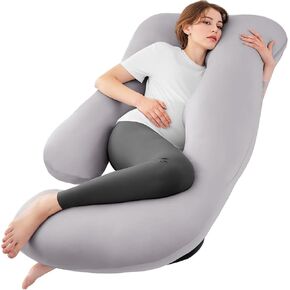 ZZZhen Pregnancy Pillow for Sleeping, G Shaped Maternity Pillow - 56 Inch with Grey Microfiber Removable Cover, Multi- Use and Support Back, HIPS, Legs, Belly for Pregnant Women Sleeping