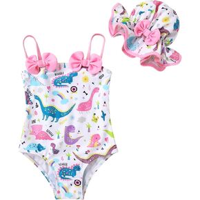 YOUNGER TREE Toddler Baby Girl Swimsuit Infant One Piece Bathing Suits with Hat Newborn Summer Beach Swimwear