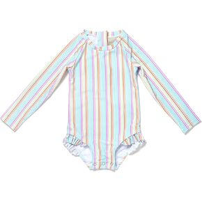 Coast & Crest Baby and Toddler Girl Long Sleeve Rash Guard One Piece Swimsuit