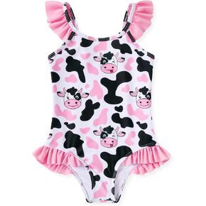 Idgreatim Baby Girls One Piece Swimsuit Toddler Cute Ruffles Straps Bathing Suit Size 1-5T