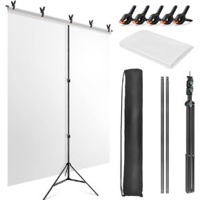 Green Screen Backdrop Kit with Stand, 5X6.5ft Portable Green Screen Backdrop with Stand kit, GreenScreen Background with Stand Carrying Bag Clamp for Streaming Video Zoom