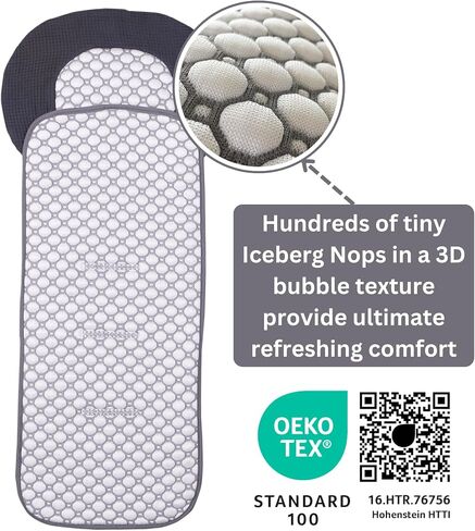 Iceberg Car Seat Liner - 4D Iceberg Fabric, Quick-Dry, Universal Fit, Oeko-Tex Certified, Refreshing Comfort for Strollers and Car Seats (Grey, 12x31) in Kuwait