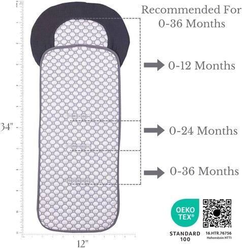 Iceberg Car Seat Liner - 4D Iceberg Fabric, Quick-Dry, Universal Fit, Oeko-Tex Certified, Refreshing Comfort for Strollers and Car Seats (Grey, 12x31) in Kuwait