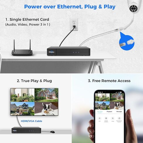 [121°Wide View] Hiseeu 4K PoE Security Camera System, 8 PoE 5MP Cameras Outdoor&Indoor, Human Vehicle Detect, Color Night Vision, 2 Way Audio, 7/24 Record, No Monthly Fee,CCTV Surveillance NVR Kit in Saudi Arabia
