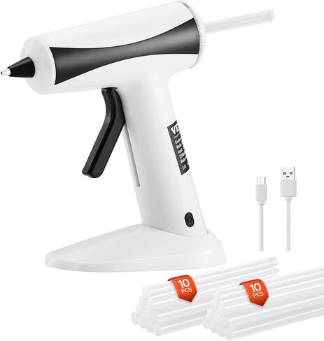 VEVOR Hot Glue Gun, Rechargeable Cordless Glue Gun, Mini Wireless Hot Glue Gun Kit with 2200mAh Battery, 20 Pcs Glue Sticks, Fast Preheating & High Temp, for Crafts, Arts, DIY, Quick Home Repairs in Kuwait