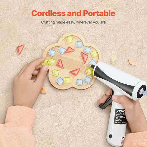 VEVOR Hot Glue Gun, Rechargeable Cordless Glue Gun, Mini Wireless Hot Glue Gun Kit with 2200mAh Battery, 20 Pcs Glue Sticks, Fast Preheating & High Temp, for Crafts, Arts, DIY, Quick Home Repairs in Kuwait