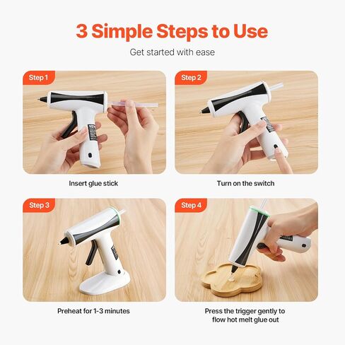 VEVOR Hot Glue Gun, Rechargeable Cordless Glue Gun, Mini Wireless Hot Glue Gun Kit with 2200mAh Battery, 20 Pcs Glue Sticks, Fast Preheating & High Temp, for Crafts, Arts, DIY, Quick Home Repairs in Kuwait