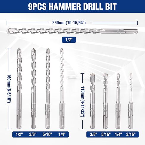 Workpro 16 قطعة SDS-Plus Drophary Hammer Bits ومجموعة الإزميل in Kuwait