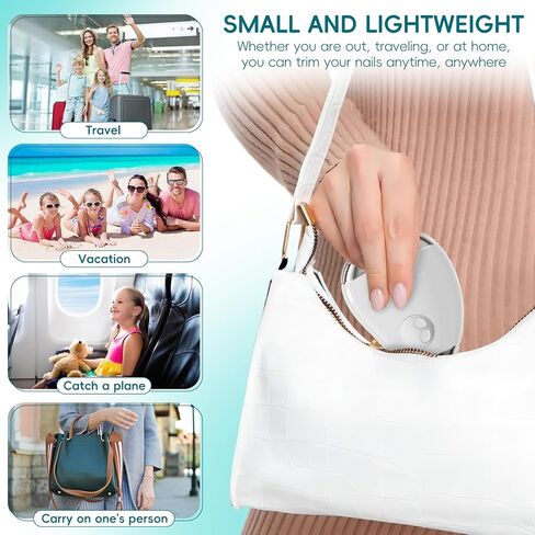 Electric Nail Clipper, 2 in 1 Automatic Nail Trimmer & Nail File, 3 Speeds LCD Digital Display, USB Rechargeable Safety Fingernail Trimmer with Nail Clip Storage for Baby (White) in Kuwait