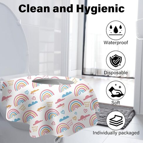 40 Pack Toilet Seat Covers Disposable for Kids Toddlers & Adults, Extra Large Waterproof Toilet Cover Individually Wrapped Travel Essential Portable Potty Training in Public Restrooms, Trip - KL & CH in Kuwait