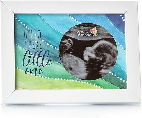 MBHB Wooden Ultrasound Photo Frames, 5x7 Real Wood White Picture Frame with 3.5" Circular Cutout, Beautiful Display for Baby's First Scan, Ideal Gift, Suitable for Nursery/Bedroom, My Heart Grew in Kuwait