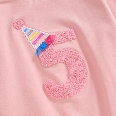 Lamuusaa Toddler Baby Girl Birthday Outfit Number 1/2/3/4/5/6 Embroidery Sweatshirt Oversized Pullover Shirts in Saudi Arabia