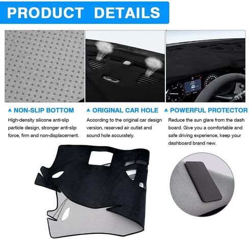 Autorder Dashboard Cover Mat fit for 2017-2024 Volkswagen VW Tiguan Accessories Dash Cover Flannel Dash Mat Sunshade Glare UV Rays Protector in Kuwait