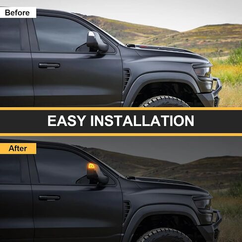 Side Tow Mirror Turn Signal Lights LED Compatible with Ram 1500 2021-2023/for Ram 1500 Classic 2022 2023/for Ram 2500 3500 19-22 Amber Blink Turn Marker White LED Position Lights (Smoked Len) in Saudi Arabia