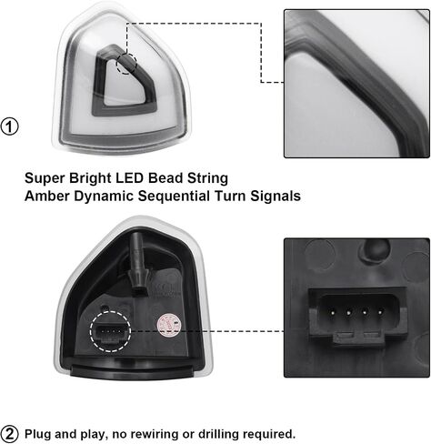 Side Tow Mirror Turn Signal Lights LED Compatible with Ram 1500 2021-2023/for Ram 1500 Classic 2022 2023/for Ram 2500 3500 19-22 Amber Blink Turn Marker White LED Position Lights (Smoked Len) in Saudi Arabia