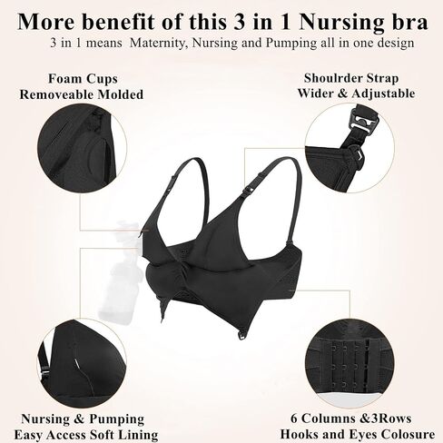 4HOW Pumping Bra Hands Free Nursing Pumping aBra All in One Wireless Padded Maternity Bralette for Large Bust in Kuwait
