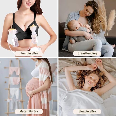 4HOW Pumping Bra Hands Free Nursing Pumping aBra All in One Wireless Padded Maternity Bralette for Large Bust in Kuwait