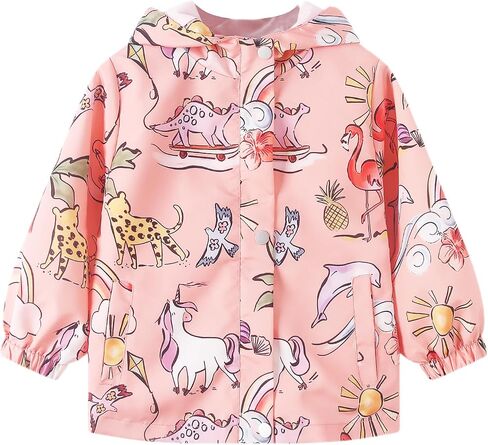 Feidoog Boys Girls Lightweight Jacket Kids Cartoon Waterproof Zipper Hooded Outerwear Coat in Saudi Arabia