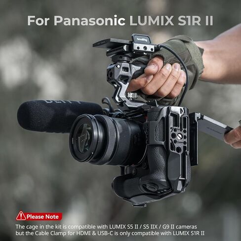 طقم قفص SmallRig S1R II لـ Panasonic Lumix S1R II مع مقبض علوي ، مشبك كابل لـ HDMI و USB-C ، لوحة إطلاق سريعة مدمجة لـ ARCA ، مع 1/4 ''-20 و 3/8 '-16 ثقوب ملولبة -4903 in Kuwait