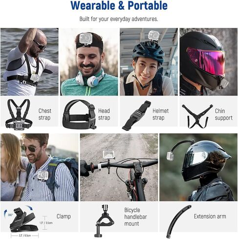 NEEWER 35 in 1 Action Camera Pro Accessories Kit Compatible with DJI Osmo Action 5 Pro 4 3 GoPro, Quick Release Adapter Mount for Diving Hiking Motorcycling Mountain Cycling Skiing Surfing Vlog, GP-51 in Kuwait