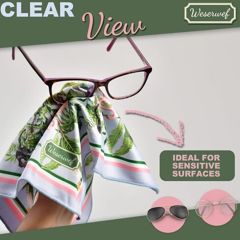 WESERWEF Design Microfiber Glasses Cleaning Cloth – Premium Cleaning Cloth for Eyeglasses, Screens, Tablets, Cameras & Lenses, 12" x 12", Ultra-Soft & Scratch-Free (Garden) in Saudi Arabia
