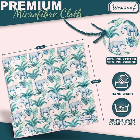 WESERWEF Design Microfiber Glasses Cleaning Cloth – Premium Cleaning Cloth for Eyeglasses, Screens, Tablets, Cameras & Lenses, 12" x 12", Ultra-Soft & Scratch-Free (Garden) in Saudi Arabia