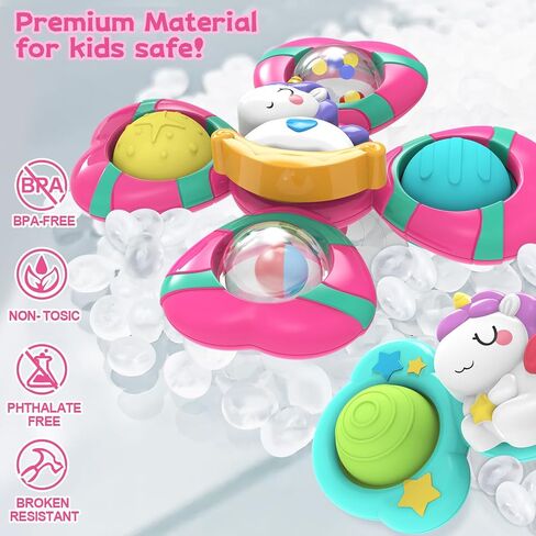 3PCS Suction Cup Spinner Toys,Bath Toys for Baby 12 18 Months,Toys for 1 2 Year Old Toddler Girls,Sensory Toys for Toddlers 1-3 First Birthday Baby Gifts for Girls in Kuwait