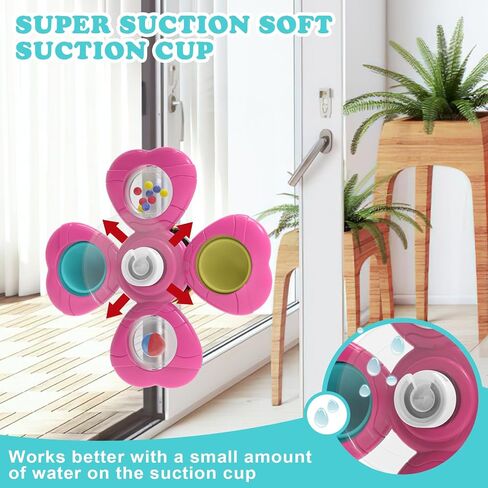 3PCS Suction Cup Spinner Toys,Bath Toys for Baby 12 18 Months,Toys for 1 2 Year Old Toddler Girls,Sensory Toys for Toddlers 1-3 First Birthday Baby Gifts for Girls in Kuwait