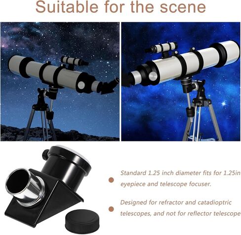Homoyoyo 90 Mirror Astronomical Telescope Diagonal Mirror Image Optical Glass Lens with Dust Cover,Accessories Diagonal Adapter for Telescope Eyepiece in Saudi Arabia