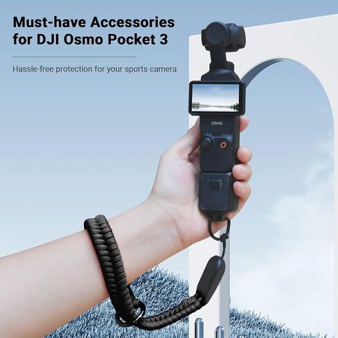CYNOVA DJI Osmo Pocket 3 Accessories, Adjustable Nylon Hand Wrist Straps Lanyard with a 1/4" Screw, For Insta360 Selfie Stick, Go pro, Nikon Canon Sony Samsung Dslr Cameras, black in Kuwait