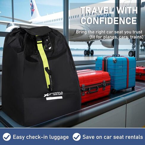 Car Seat Travel Bag for Airplane - Fits Infant Car Seats, Convertible Car Seats, Booster Seats, Car Seat Bases - for Worry-Saving, Effortless and Safe Travel in Kuwait