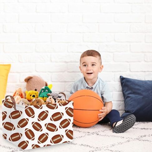 FXOLCSHE Rectangular Football Basket,Toy Organizer,Gift basket with handles,Kids Toys Storage Basket,Gift Box,Room decor (Footballs) in Saudi Arabia