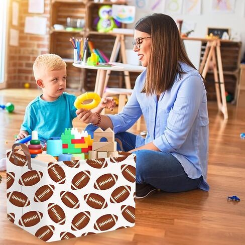 FXOLCSHE Rectangular Football Basket,Toy Organizer,Gift basket with handles,Kids Toys Storage Basket,Gift Box,Room decor (Footballs) in Saudi Arabia